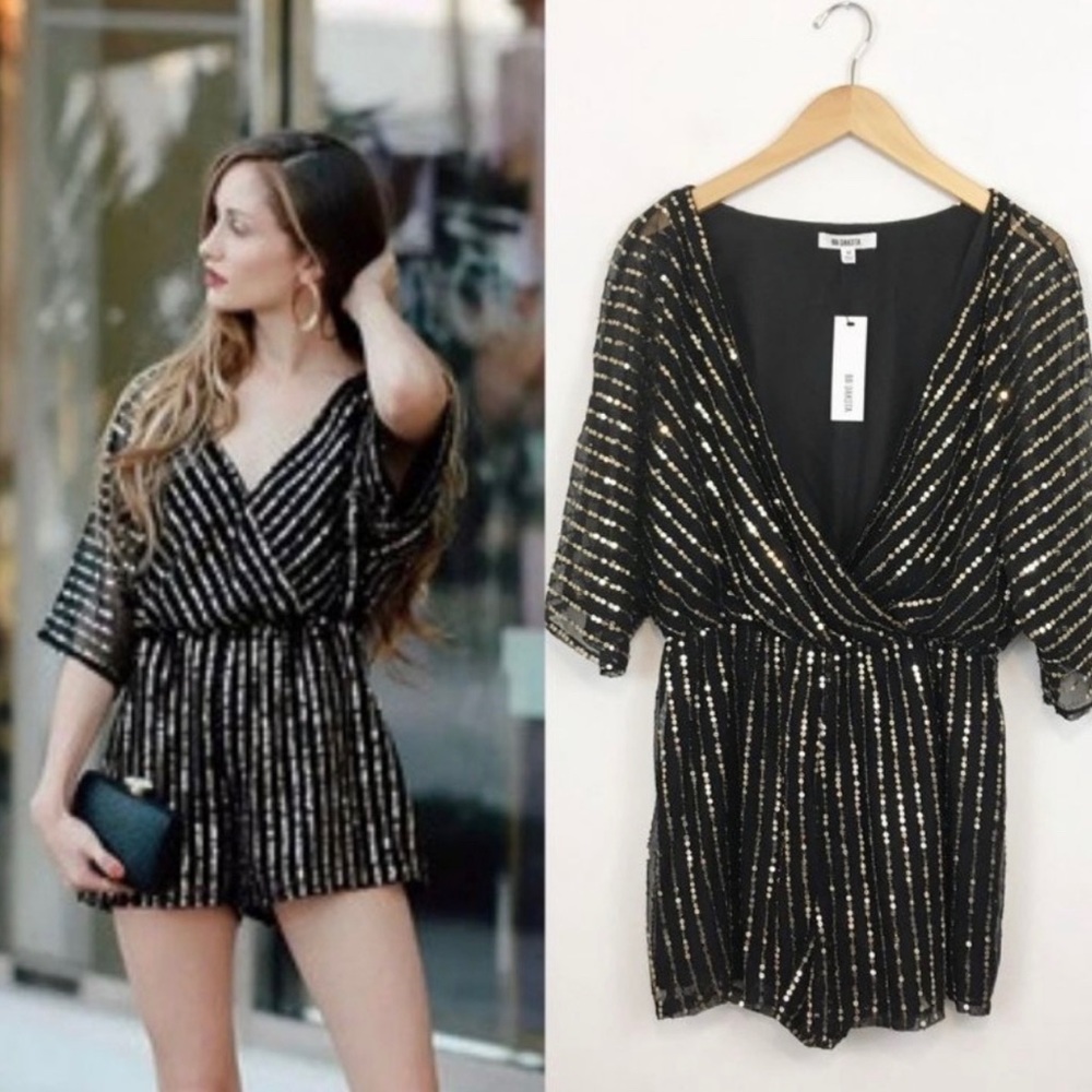 BB Dakota Odelia Black and Gold Sequin Romper M